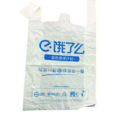 Sacchetti di plastica biodegradabili riutilizzabili per la spesa bianca verde